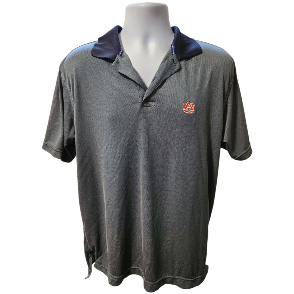 Auburn Tigers Mens Polo Shirt Charcoal Grey Navy Blue NCAA Golf Top